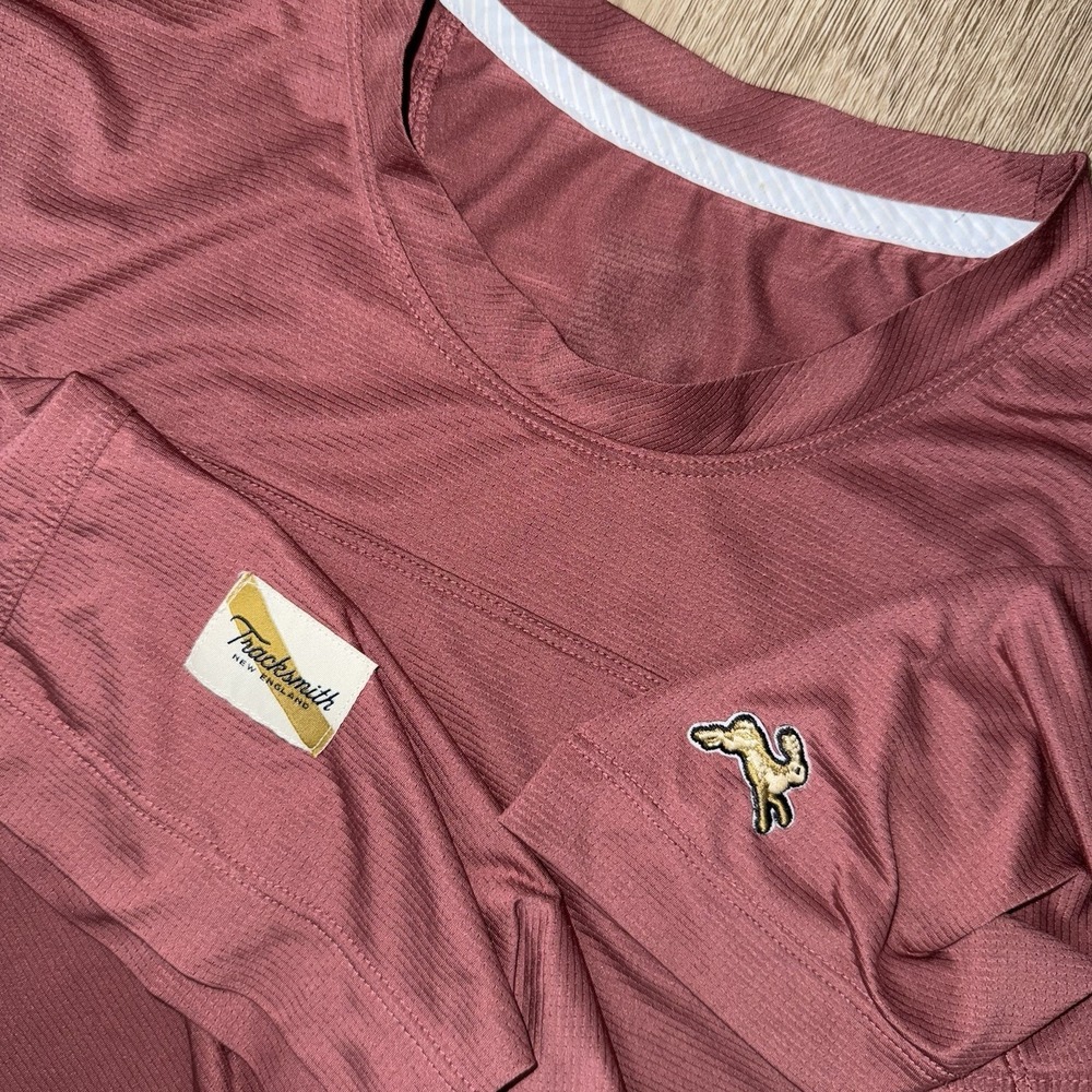 Tracksmith Twilight Tee Performance Mesh Men's Small Red Short Sleeve Shirt